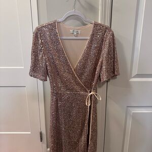 She + Sky Rose Gold Sequin Mini Dress